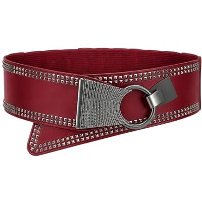 BlackButterfly Large Élastique Extensible Métal Clouté Crochet Boucle Ceinture (Rouge, M) - Publicité BlackButterfly Large Élastique Extensible Métal Clouté Crochet Boucle Ceinture (Rouge, M) - Publicité