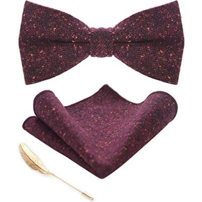 JEMYGINS Noeud Papillon Homme Bourgogne en Laine Coton en Laine et Boutons de Manchette et Carré de poche Ensemble Compris boîte - Publicité JEMYGINS Noeud Papillon Homme Bourgogne en Laine Coton en Laine et Boutons de Manchette et Carré de poche Ensemble Compris boîte - Publicité