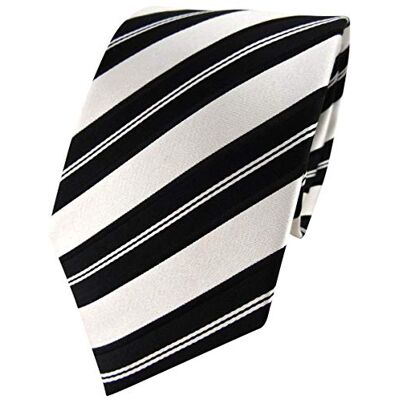 tigertie Designer Soie Cravate en noir et blanc argent rayé – Cravate 100% soie - Publicité tigertie Designer Soie Cravate en noir et blanc argent rayé – Cravate 100% soie - Publicité