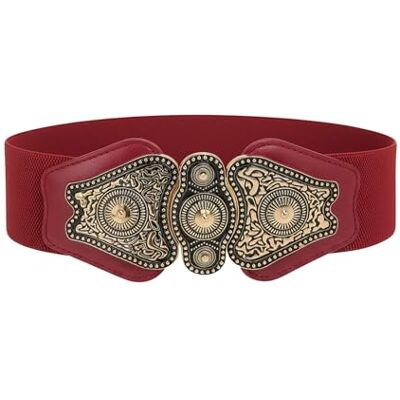 BlackButterfly Vintage Large Élastique Extensible Antique Boucle Ceinture (Rouge, XL) - Publicité BlackButterfly Vintage Large Élastique Extensible Antique Boucle Ceinture (Rouge, XL) - Publicité