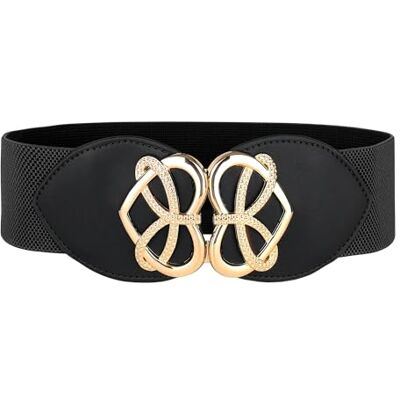 BlackButterfly Large Ajustable Élastique extensible Ceinture Rétro Cœur doré Boucle Taille Ceinture (Noir, XL) - Publicité BlackButterfly Large Ajustable Élastique extensible Ceinture Rétro Cœur doré Boucle Taille Ceinture (Noir, XL) - Publicité