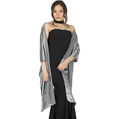 BlackButterfly Etole Châle Wrap en satin pour mariage, bal de promo, soirée (Argent, Taille unique) - Publicité BlackButterfly Etole Châle Wrap en satin pour mariage, bal de promo, soirée (Argent, Taille unique) - Publicité