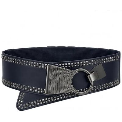 BlackButterfly Large Élastique Extensible Métal Clouté Crochet Boucle Ceinture (Bleu nuit, XXL) - Publicité BlackButterfly Large Élastique Extensible Métal Clouté Crochet Boucle Ceinture (Bleu nuit, XXL) - Publicité