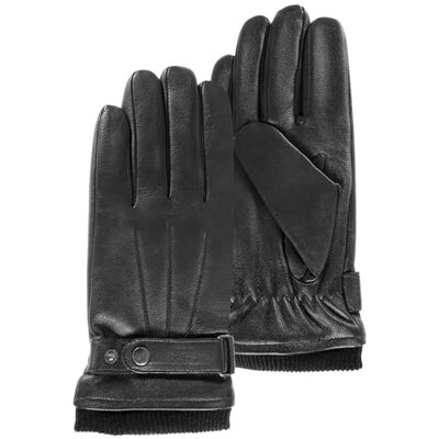Isotoner Gants homme tactiles en cuir de chèvre pleine fleur doublés polaire, 9=L, noir - Publicité Isotoner Gants homme tactiles en cuir de chèvre pleine fleur doublés polaire, 9=L, noir - Publicité