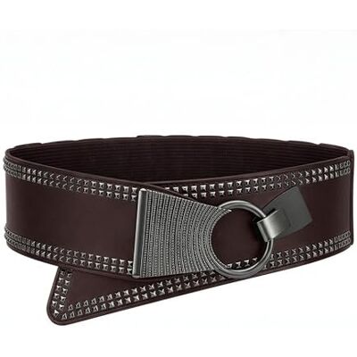 BlackButterfly Large Élastique Extensible Métal Clouté Crochet Boucle Ceinture (Marron foncé, XL) - Publicité BlackButterfly Large Élastique Extensible Métal Clouté Crochet Boucle Ceinture (Marron foncé, XL) - Publicité
