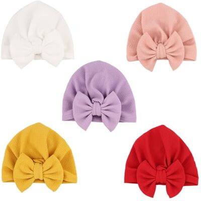 DRESHOW 5 Pièces Bébé Turban Bonnets de Naissance Chapeaux Nœuds Papillons Mignon Elastique Child Casquettes Bonnets pour Bébé Fille Garçon - Publicité DRESHOW 5 Pièces Bébé Turban Bonnets de Naissance Chapeaux Nœuds Papillons Mignon Elastique Child Casquettes Bonnets pour Bébé Fille Garçon - Publicité