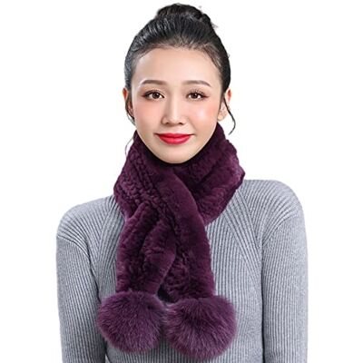 XUYUZUAU Écharpe Femme Véritable Fourrure de Lapin Rex Pompon Le Cache-col Automne Hiver Chaud Foulard Mode - Publicité XUYUZUAU Écharpe Femme Véritable Fourrure de Lapin Rex Pompon Le Cache-col Automne Hiver Chaud Foulard Mode - Publicité