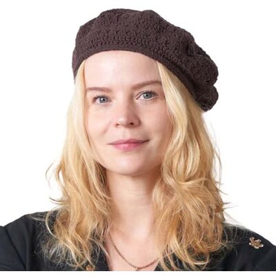 CHARM Chapeau Femme Bonnet Beret Casquette Béret Basque D'été 100% Coton Tricoté Fait Main Crochet Souple Brun Foncé - Publicité CHARM Chapeau Femme Bonnet Beret Casquette Béret Basque D'été 100% Coton Tricoté Fait Main Crochet Souple Brun Foncé - Publicité