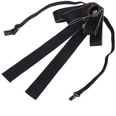 niumanery Women Men Ribbon Long Large Bowknot Bow Tie Brooches With Necklace Fashion Black - Publicité niumanery Women Men Ribbon Long Large Bowknot Bow Tie Brooches With Necklace Fashion Black - Publicité