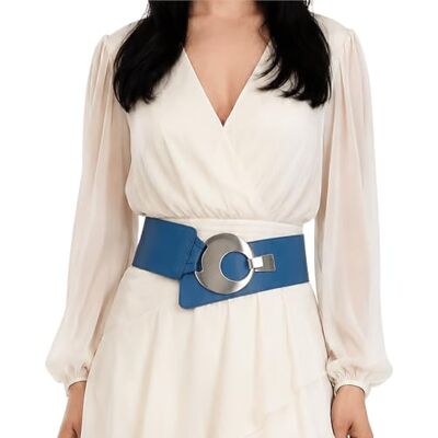 FASHIONGEN Ceinture en Cuir véritable large femme boucle ronde croisé SOLAINE Bleu, S-L - Publicité FASHIONGEN Ceinture en Cuir véritable large femme boucle ronde croisé SOLAINE Bleu, S-L - Publicité