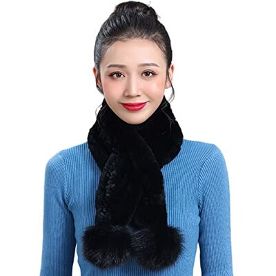 XUYUZUAU Écharpe Femme Véritable Fourrure de Lapin Rex Pompon Le Cache-col Automne Hiver Chaud Foulard Mode - Publicité XUYUZUAU Écharpe Femme Véritable Fourrure de Lapin Rex Pompon Le Cache-col Automne Hiver Chaud Foulard Mode - Publicité
