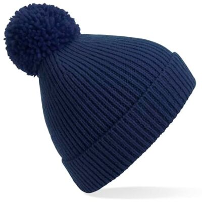 Beechfield B382 Bonnet à Pompon en Maille côtelée à Pinces Invisibles (Oxford Navy) - Publicité Beechfield B382 Bonnet à Pompon en Maille côtelée à Pinces Invisibles (Oxford Navy) - Publicité