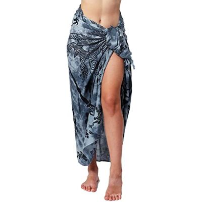 Ciffre Sarong Pareo Jupe Portefeuille Lunghi Dhoti Foulard Linge de Plage Tribal Gecko Gris Foulard + Boucle - Publicité Ciffre Sarong Pareo Jupe Portefeuille Lunghi Dhoti Foulard Linge de Plage Tribal Gecko Gris Foulard + Boucle - Publicité