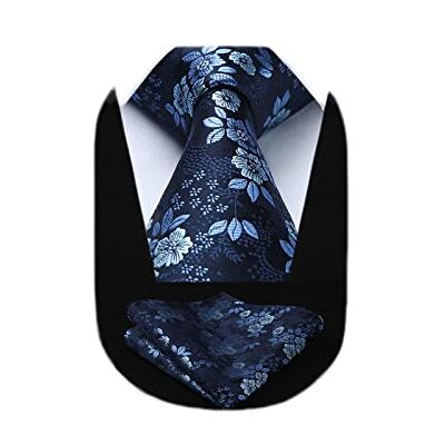 HISDERN Mariage Fete Cravates Cravate Bleu Mouchoir La cravate des hommes & Carre de poche Set - Publicité HISDERN Mariage Fete Cravates Cravate Bleu Mouchoir La cravate des hommes & Carre de poche Set - Publicité