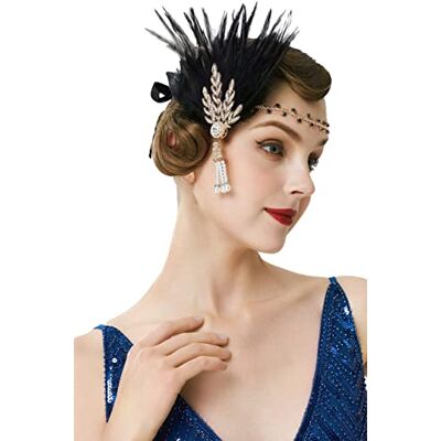 BABEYOND Bandeau Plume Année 20 Gatsby Couronne Plume Accessoires Gatsby Flapper Bandeau Serre-tête Vintage Classique Or - Publicité BABEYOND Bandeau Plume Année 20 Gatsby Couronne Plume Accessoires Gatsby Flapper Bandeau Serre-tête Vintage Classique Or - Publicité
