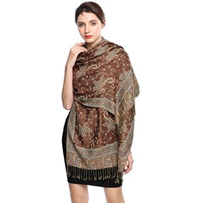 EASE LEAP Écharpe Pashmina pour Femme Châle Paisley Hijab de couleur chaude avec empiècements soyeux et sensation de luxe dans les couleurs vives avec des franges/(12-Brun rouge) - Publicité EASE LEAP Écharpe Pashmina pour Femme Châle Paisley Hijab de couleur chaude avec empiècements soyeux et sensation de luxe dans les couleurs vives avec des franges/(12-Brun rouge) - Publicité
