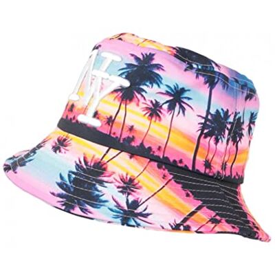 Hip Hop Honour Chapeau Bob NY Bleu Rose Fashion Exotic Tropical Night Mixte - Publicité Hip Hop Honour Chapeau Bob NY Bleu Rose Fashion Exotic Tropical Night Mixte - Publicité