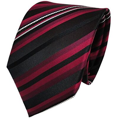 TigerTie Designer cravate en soie rouge bordeaux noir argent rayé cravate en soie - Publicité TigerTie Designer cravate en soie rouge bordeaux noir argent rayé cravate en soie - Publicité