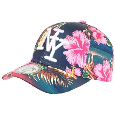 Hip Hop Honour Casquette NY Bleue Marine Fleurs Roses Tropicales Fashion Baseball Hawai Taille Unique Bleu - Publicité Hip Hop Honour Casquette NY Bleue Marine Fleurs Roses Tropicales Fashion Baseball Hawai Taille Unique Bleu - Publicité