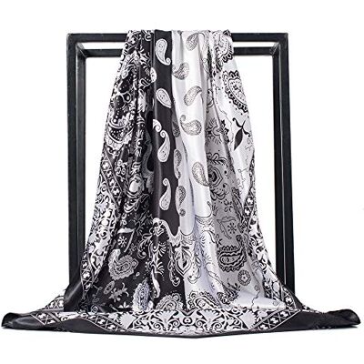 Hunker Foulard en soie pour femme Grand carré Satin 90 cm - 89 cm - Publicité Hunker Foulard en soie pour femme Grand carré Satin 90 cm - 89 cm - Publicité