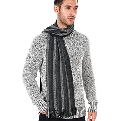 LOVARZI Foulard rayée hommes Noir Echarpe pour hommes Echarpe rayures homme Foulards d'hiver - Publicité LOVARZI Foulard rayée hommes Noir Echarpe pour hommes Echarpe rayures homme Foulards d'hiver - Publicité