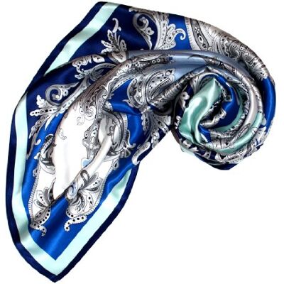 LORENZO CANA Foulard pour la femme – écharpe de 100% soie pour le printemps et l´été, carré avec les mesures de 90 x 90 cm – une sensation de luxe en bleu clair ultramarin gris blanc - Publicité LORENZO CANA Foulard pour la femme – écharpe de 100% soie pour le printemps et l´été, carré avec les mesures de 90 x 90 cm – une sensation de luxe en bleu clair ultramarin gris blanc - Publicité