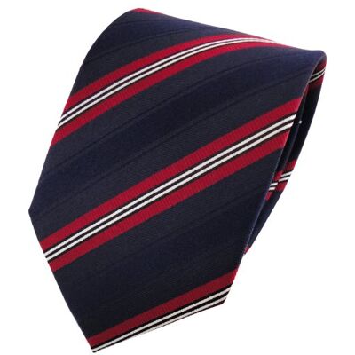 TigerTie cravate en soie bleu foncé marine rouge noir argent rayé cravate pure soie - Publicité TigerTie cravate en soie bleu foncé marine rouge noir argent rayé cravate pure soie - Publicité