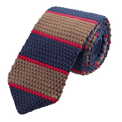 WANYING Hommes 7cm étroite Tricotés Cravate Narrow Tie Retro Sporty Casual Bureau Basic pour Gentleman À rayures Marron & Rouge & Bleu Navy - Publicité WANYING Hommes 7cm étroite Tricotés Cravate Narrow Tie Retro Sporty Casual Bureau Basic pour Gentleman À rayures Marron & Rouge & Bleu Navy - Publicité