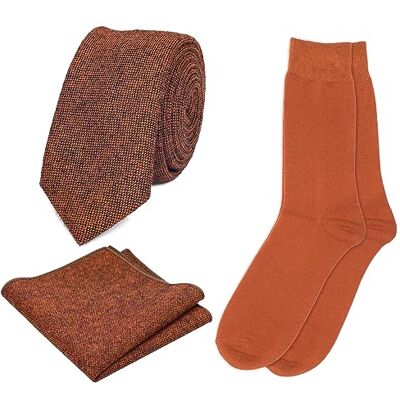 DB Dickie Bow Ensemble cravate en laine, carré de poche et chaussettes en coton Orange brûlé, orange brûlé, taille unique - Publicité DB Dickie Bow Ensemble cravate en laine, carré de poche et chaussettes en coton Orange brûlé, orange brûlé, taille unique - Publicité