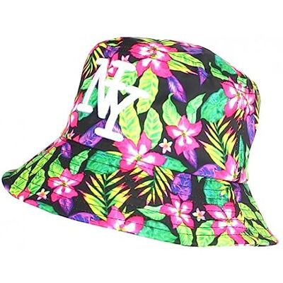 Hip Hop Honour Chapeau Bob NY Fleurs Roses et Vertes Tropicales Bali Taille Unique Rose - Publicité Hip Hop Honour Chapeau Bob NY Fleurs Roses et Vertes Tropicales Bali Taille Unique Rose - Publicité