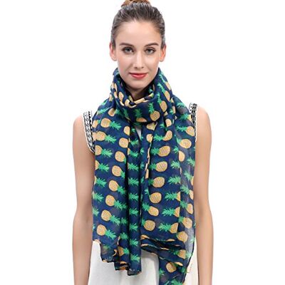 Lina & Lily Écharpe Foulard pour Femme Imprimé Ananas - Publicité Lina & Lily Écharpe Foulard pour Femme Imprimé Ananas - Publicité