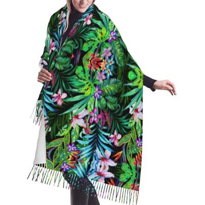 fifbird Écharpe à franges à imprimé feuilles tropicales colorées pour femme, grande écharpe d'hiver chaude, grand châle long, châles tendance en cachemire, Coloré Tropical Le, taille unique - Publicité fifbird Écharpe à franges à imprimé feuilles tropicales colorées pour femme, grande écharpe d'hiver chaude, grand châle long, châles tendance en cachemire, Coloré Tropical Le, taille unique - Publicité