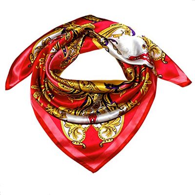 LORENZO CANA Foulard pour la femme – écharpe de 100% soie pour le printemps et l´été, carré avec les mesures de 90 x 90 cm – une sensation de luxe en rouge rose jaune violet blanc - Publicité LORENZO CANA Foulard pour la femme – écharpe de 100% soie pour le printemps et l´été, carré avec les mesures de 90 x 90 cm – une sensation de luxe en rouge rose jaune violet blanc - Publicité