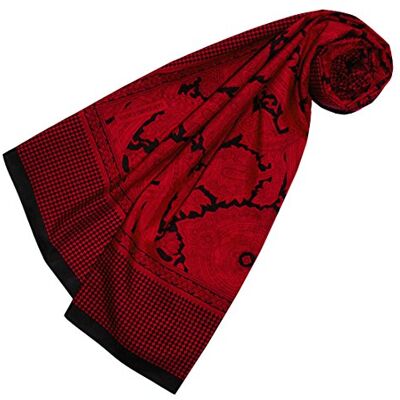 LORENZO CANA Foulard de 65% coton et 35% soie pour la femme – écharpe de fibres naturelles, carré avec des mesures de 110 x 110 cm et un motif vichy imprimé attrayant en rouge sombre rouge sang noir - Publicité LORENZO CANA Foulard de 65% coton et 35% soie pour la femme – écharpe de fibres naturelles, carré avec des mesures de 110 x 110 cm et un motif vichy imprimé attrayant en rouge sombre rouge sang noir - Publicité
