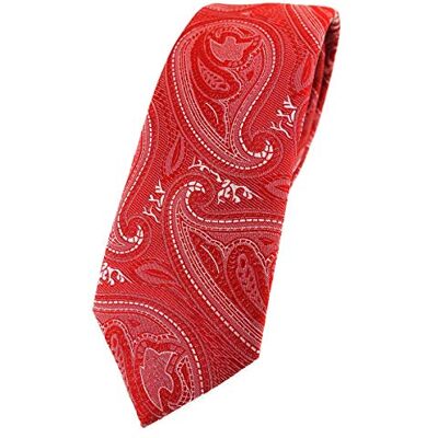 TigerTie Cravate fine design, motif cachemire Binder Tie, Rouge et argenté., Größe: ca. Länge 150 cm, Breite 6 cm - Publicité TigerTie Cravate fine design, motif cachemire Binder Tie, Rouge et argenté., Größe: ca. Länge 150 cm, Breite 6 cm - Publicité