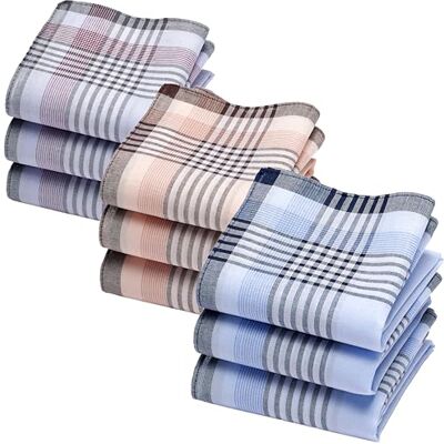Merrysquare 9 Grands Mouchoirs en Tissu pour Homme 100% Coton – Bleu, Gris et Marron 40x40 cm Modèle Gaspard - Publicité Merrysquare 9 Grands Mouchoirs en Tissu pour Homme 100% Coton – Bleu, Gris et Marron 40x40 cm Modèle Gaspard - Publicité