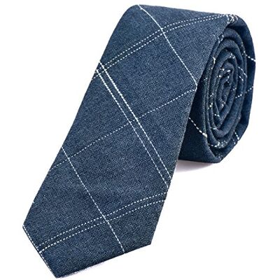 DonDon Fine cravate de coton avec rayures pour hommes 6 cm jean bleu rayé - Publicité DonDon Fine cravate de coton avec rayures pour hommes 6 cm jean bleu rayé - Publicité