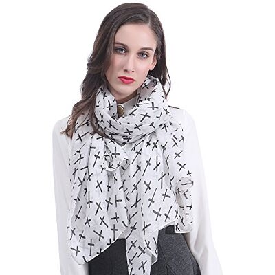 Lina & Lily Écharpe Foulard pour Femme Imprimé Croix - Publicité Lina & Lily Écharpe Foulard pour Femme Imprimé Croix - Publicité