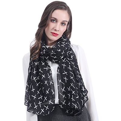 Lina & Lily Écharpe Foulard pour Femme Imprimé Croix - Publicité Lina & Lily Écharpe Foulard pour Femme Imprimé Croix - Publicité