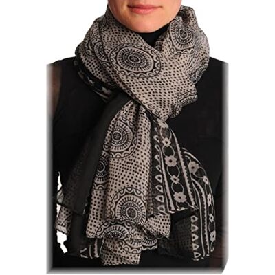 LissKiss Black Aztec Sun On Mocha Unisex Scarf & Beach Sarong Noir Écharpe Taille Unique (110cm x 180cm) - Publicité LissKiss Black Aztec Sun On Mocha Unisex Scarf & Beach Sarong Noir Écharpe Taille Unique (110cm x 180cm) - Publicité