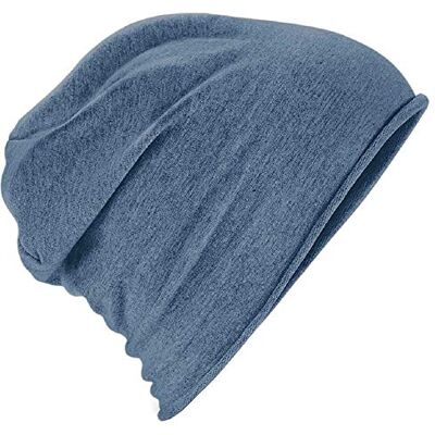 Beechfield Bonnet en jersey bleu denim - Publicité Beechfield Bonnet en jersey bleu denim - Publicité