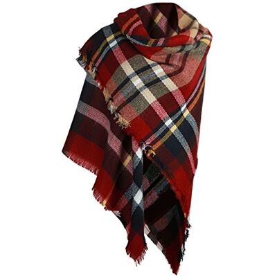 DELEY Retro Écharpe Tartan Femme à Carreaux Châle Couverture, Vin rouge - Publicité DELEY Retro Écharpe Tartan Femme à Carreaux Châle Couverture, Vin rouge - Publicité