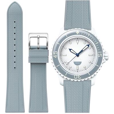 Stanchev Bracelet de rechange universel pour Blancpain x Swatch Fifty Fathoms 22 mm Souple et étanche Pour homme et femme - Publicité Stanchev Bracelet de rechange universel pour Blancpain x Swatch Fifty Fathoms 22 mm Souple et étanche Pour homme et femme - Publicité