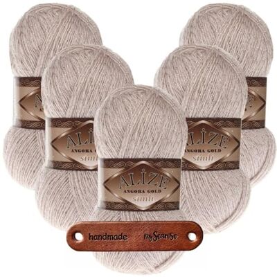 mySearose Alize 5 x 100g Angora Gold Simli 506 Stone Premium Laine à tricoter avec aspect scintillant pour foulards, écharpes et accessoires doux, léger, élégant pour automne et hiver avec étiquette - Publicité mySearose Alize 5 x 100g Angora Gold Simli 506 Stone Premium Laine à tricoter avec aspect scintillant pour foulards, écharpes et accessoires doux, léger, élégant pour automne et hiver avec étiquette - Publicité