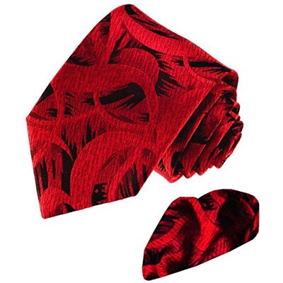 Lorenzo Cana Ensemble de luxe cachemire 100 % soie Cravate avec pochette Noir/rouge - Publicité Lorenzo Cana Ensemble de luxe cachemire 100 % soie Cravate avec pochette Noir/rouge - Publicité