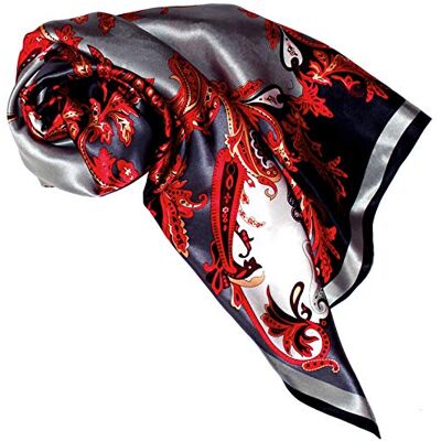 LORENZO CANA Foulard pour la femme – écharpe de 100% soie pour le printemps et l´été, carré avec les mesures de 90 x 90 cm – en rouge bordeaux rouge sang gris noir blanc - Publicité LORENZO CANA Foulard pour la femme – écharpe de 100% soie pour le printemps et l´été, carré avec les mesures de 90 x 90 cm – en rouge bordeaux rouge sang gris noir blanc - Publicité