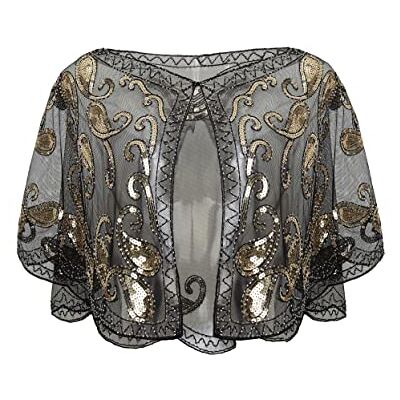 BABEYOND Châle Vintage des Années 1920s pour Femme Cape de Flapper pour Mariage Accessoires Charleston 20s Boléro Style Gatsby Partie à Thème Soirée Noir - Publicité BABEYOND Châle Vintage des Années 1920s pour Femme Cape de Flapper pour Mariage Accessoires Charleston 20s Boléro Style Gatsby Partie à Thème Soirée Noir - Publicité