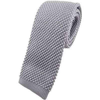 TigerTie qualité cravate tricotée en gris unicolor - - Publicité TigerTie qualité cravate tricotée en gris unicolor - - Publicité