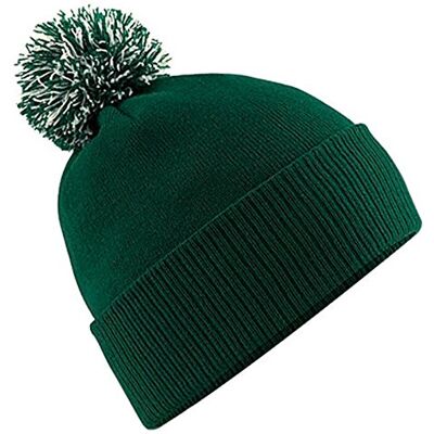 Unisexe Beechfield Snowstar Duo d'hiver Bonnet en tricot à pompon Vert Taille unique - Publicité Unisexe Beechfield Snowstar Duo d'hiver Bonnet en tricot à pompon Vert Taille unique - Publicité