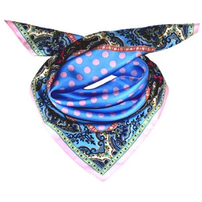 LORENZO CANA Foulard pour la femme – écharpe de 100% soie pour le printemps et l´été, carré avec les mesures de 70 x 70 cm – en bleu rose saumon vert tilleul pétrole - Publicité LORENZO CANA Foulard pour la femme – écharpe de 100% soie pour le printemps et l´été, carré avec les mesures de 70 x 70 cm – en bleu rose saumon vert tilleul pétrole - Publicité